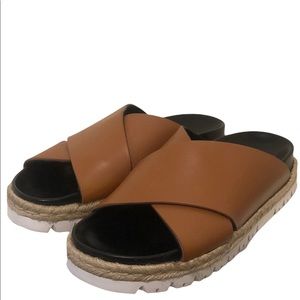 Marni fussbett camel brown slide sandal reference 41 leather /// size 7